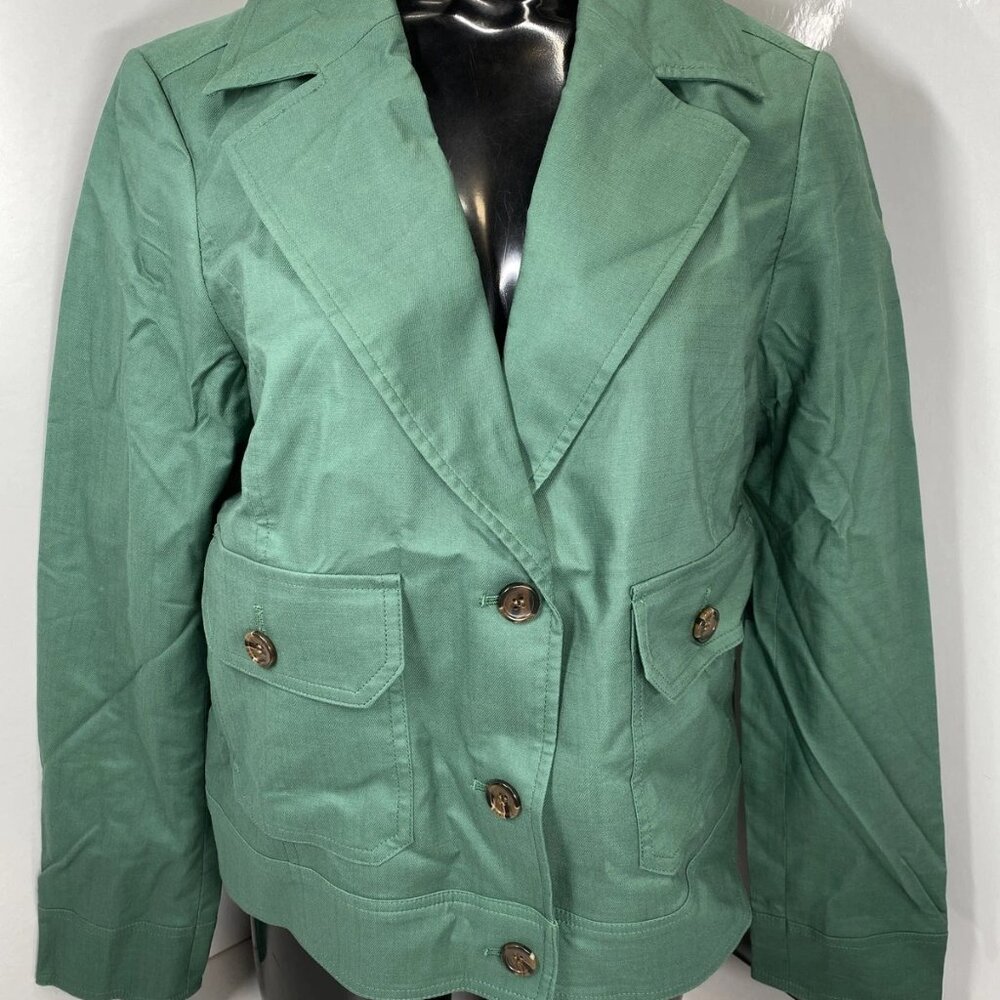 NEW TALBOTS Women Cropped Spring Jacket Green Size 10 – Patch Pockets, Button-Up